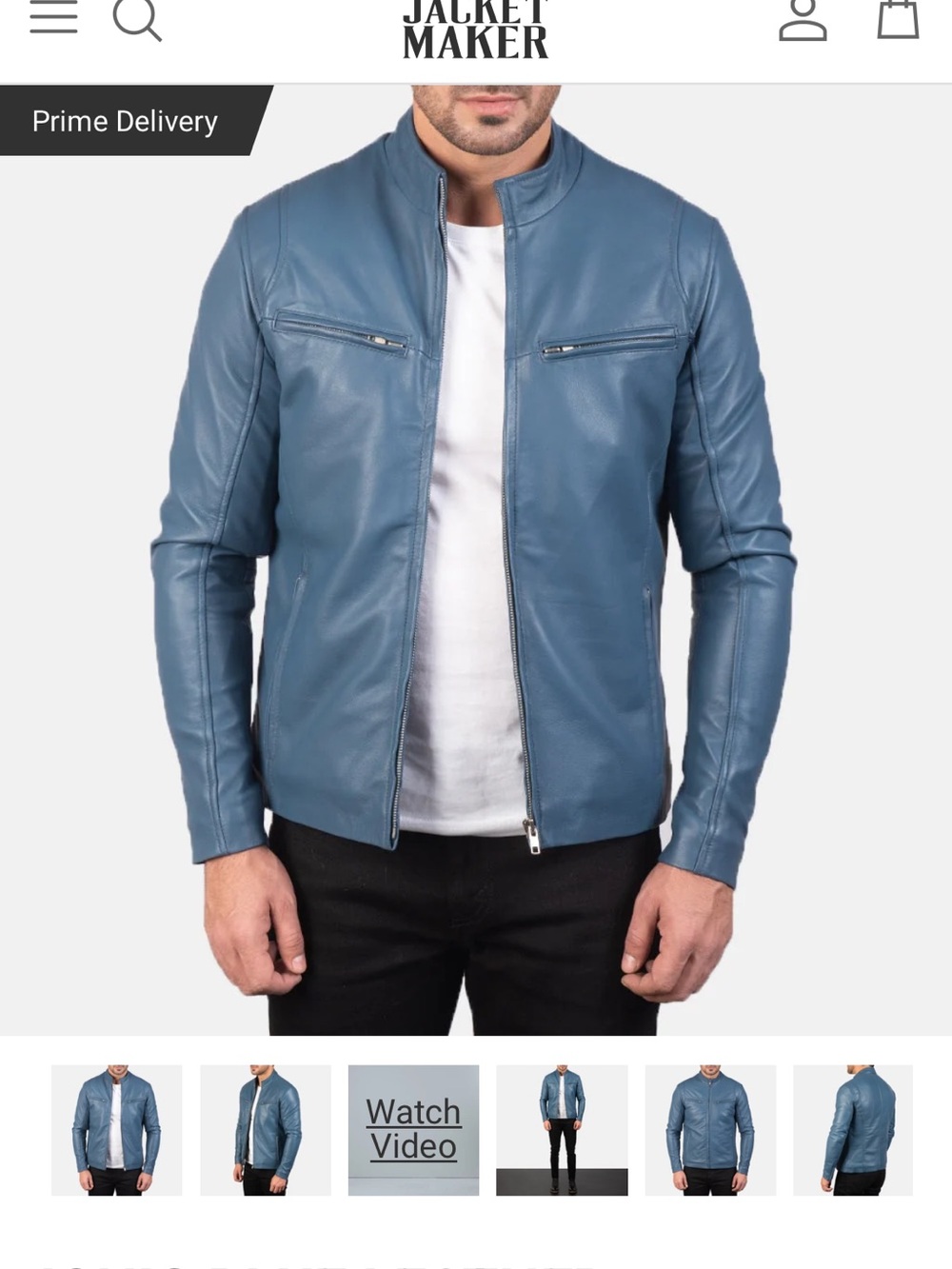 The Jacket Maker Men’s Ionic Blue Genuine Leather Jacket 2X